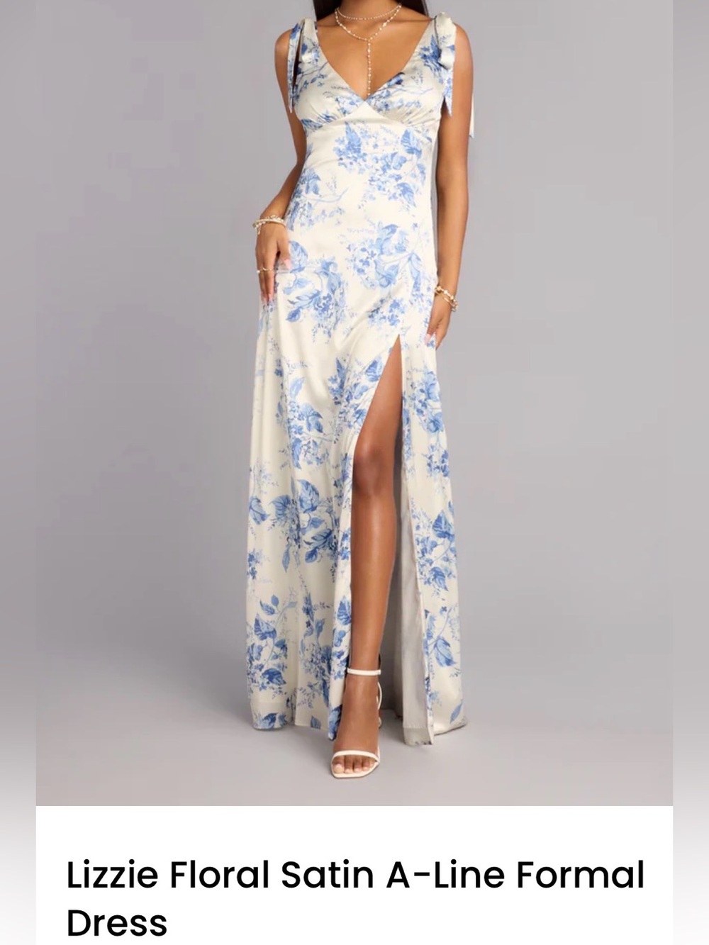 Lizzie Floral Satin A-Line Formal Dress size Medium